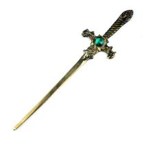 Athame Metal Dourado Envelhecido 15 cm Pedra Verde Athame Metal Dourado Envelhecido 15 cm Pedra Verde