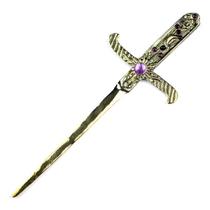Athame Metal Dourado Envelhecido 19 cm Pedras Roxas Athame Metal Dourado Envelhecido 19 cm Pedras Roxas