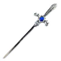 Athame Metal Prata Brilhante 15 cm Pedra Azul Reforçado Athame Metal Prata Brilhante 15 cm Pedra Azul Reforçado