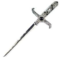 Athame Metal Prata Brilhante 19 cm Pedra Preta