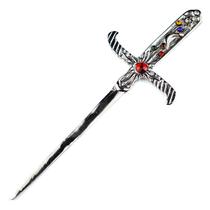 Athame Metal Prata Brilhante 19 cm Pedras Coloridas