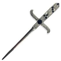 Athame Metal Prata Brilhante 19Cm Pedra Preta E Strass