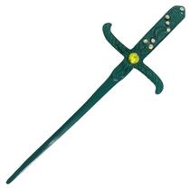 Athame Metal Verde 19Cm Com Pedra Verde E Strass - Bialluz Presentes