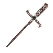 Athame Prata Brilhante 19cm Pedras Preta Vermelha Reforçado Athame Prata Brilhante 19cm Pedras Preta Vermelha Reforçado