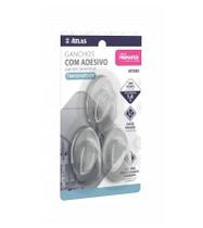 Atlas Gancho Adesivo 3pcs 1,0kg Oval Transp
