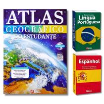 Atlas Geografico Do Estudate + Dicionário De Português + Dicionário De Espanhol Com Qr-code