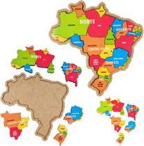 Atlas geográfico - edição atualizada com mapa quebra-cabeça em mdf - Pae Editora