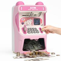 ATM Piggy Bank Rabbit para meninas com Bill Roller e Music Pink