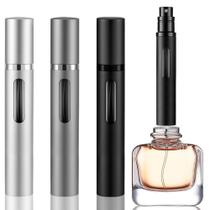 Atomizador de perfume DIOHIO 10 mL, recarregável de viagem, 3 peças, preto-cinza-prata Atomizador de perfume DIOHIO 10 mL, recarregável de viagem, 3 peças, preto-cinza-prata