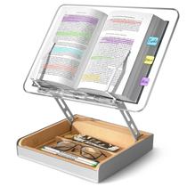 Atril de libros HUMANCNOZY ajustable de acrílico con almacenamiento