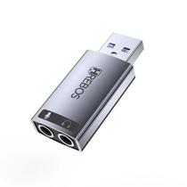 AudioSplit Usb x p2 + p3 Modelo AD-258 Adaptador de Áudio 3,5 mm Cor prata AudioSplit Usb x p2 + p3 Modelo AD-258 Adaptador de Áudio 3,5 mm Cor prata