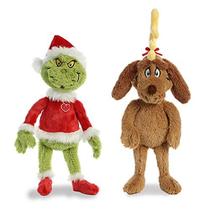 Aurora World Plush Bundle de 2, 18 "Grinch Santa, & 18" Max com chifre, Multicolor