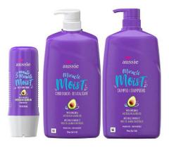 Aussie Miracle Moist Shampoo 778ml + Cond 778ml + 3 Minutos