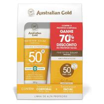 Australian Gold Kit Protetor Solar Corporal Proteção Multinível FPS 50 + Protetor Solar Facial FPS 50