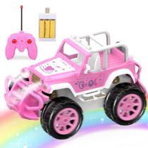 Auto a Control Remoto Qizebaby Jeep Rosa LED para Todo Terreno Auto a Control Remoto Qizebaby Jeep Rosa LED para Todo Terreno