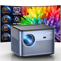 Auto Focus/Keystone Suporte para projetor 4K com WiFi Bluetooth, projetor externo de TV Android VIZONY 800ANSI, 4P4D/Zoom/PPT, projetor de filmes domésticos com aplicativos Netflix/Prime integrados, mais de 8000 aplicativos