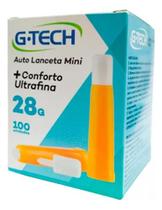 Auto Lanceta Mini G-tech 28g 100 Unidades Ultrafina Conforto Cor Branca E Laranja