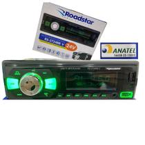 Auto Rádio AM 6 FM 18 24 Volts Bluetooth 2USB LCD Verde Micro SD 4 RCA Caminhão Ônibus