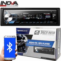 Auto Radio Som Automotivo Mp3 Player Tiger Auto c/ Bluetooth Usb, sd, aux, fm E App