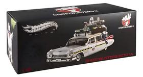 Automodelo miniatura réplica colecionável cadillac ghostbusters ecto-1 caça fantasmas 1/18 branco