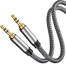 Aux Cable Tan QY Nylon trançado 3,5 mm macho para macho 12 m de prata Aux Cable Tan QY Nylon trançado 3,5 mm macho para macho 12 m de prata