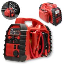 Auxiliar de Partida 6 em 1 Automotivo 12V 500A com Compressor de Ar 260PSI Lanterna e Porta USB Portátil - Importway