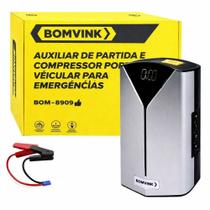 Auxiliar De Partida E Compressor Portátil Bomvink 8909 4 em 1 - Power Bank e Lanterna