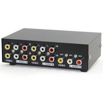 AV Switch RCA Switcher 4 em 1 Saída de Vídeo Composto L/R Estéreo