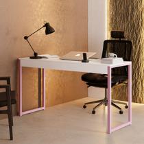 Avaliando Mesa Escrivaninha Industrial Desk 90 Color Pés de Ferro Branco Rosa Avaliando Mesa Escrivaninha Industrial Desk 90 Color Pés de Ferro Branco Rosa
