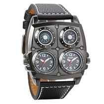 Avaner Relógio de pulso masculino punk, dupla fuso horário, pulseira de couro, relógio analógico de quartzo esportivo, c Avaner Relógio de pulso masculino punk, dupla fuso horário, pulseira de couro, relógio analógico de quartzo esportivo, c