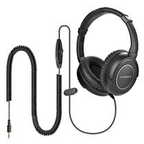 Avantree HF039 Fones de ouvido longos enrolados para TV e PC com controle de volume, cabo de alcance estendido de 5 m, á