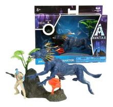 Avatar Pandora Conjunto Bonecos Jake Sulley Vs Thanator Articulados - C/ Brilho Luz Negra - Fun