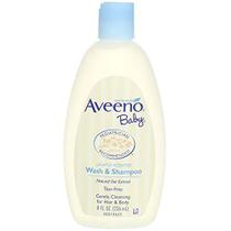 Aveeno Baby Gentle Wash & Shampoo com Extrato de Aveia Natural, Fórmula Sem Lágrimas e Sem Parabenos para Cabelo e Corpo, Levemente Perfumado, 8 Fl. Oz (Pacote de 4)