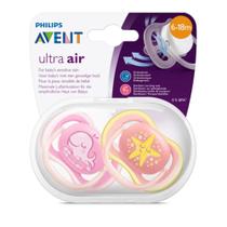 Avent Chupetas Ultra Air Philips 6 a 18 Meses C/ 2 Unidades - Baleia e Estrela