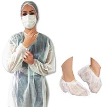 Avental 30 unidades Manga Longa Punho Lastex 30gr + Pro-pé Avental 30 unidades Manga Longa Punho Lastex 30gr + Pro-pé