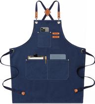 Avental AFUN Chef Canvas Bib Avental para homens e mulheres azul escuro Avental AFUN Chef Canvas Bib Avental para homens e mulheres azul escuro