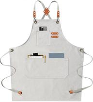Avental AFUN Chef Canvas Bib Avental para homens e mulheres bege Avental AFUN Chef Canvas Bib Avental para homens e mulheres bege
