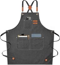 Avental AFUN Chef Canvas Bib Avental para homens e mulheres cinza Avental AFUN Chef Canvas Bib Avental para homens e mulheres cinza