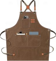 Avental AFUN Chef Canvas Bib Avental para homens e mulheres marrom