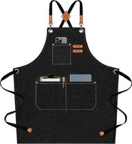 Avental AFUN Chef Canvas Bib Avental para homens e mulheres preto Avental AFUN Chef Canvas Bib Avental para homens e mulheres preto