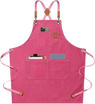 Avental AFUN Chef Canvas Bib Avental para homens e mulheres (rosa) tamanho M-XXL Avental AFUN Chef Canvas Bib Avental para homens e mulheres (rosa) tamanho M-XXL