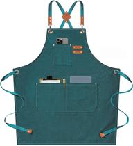 Avental AFUN Chef Canvas Bib Avental para homens e mulheres verde escuro Avental AFUN Chef Canvas Bib Avental para homens e mulheres verde escuro