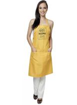 Avental amarelo de cozinha estampado com humor para presente Mãezona