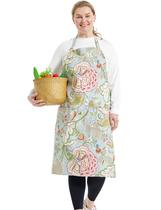 Avental APRONNER: algodão e linho plus size para mulheres, flores verdes