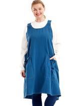 Avental APRONNER Cross Back Plus Size de linho para mulheres azul Avental APRONNER Cross Back Plus Size de linho para mulheres azul