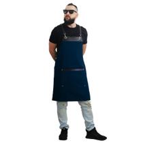 Avental Azul Barista Bartender Com Alças Cruzadas - Onza