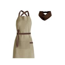 Avental Bege e Faixa Turbante Marrom Chef Cozinha Bistro