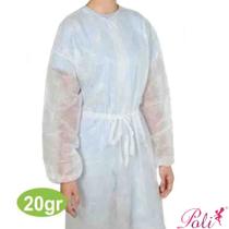 Avental Branco Descartável Com Manga e Punho Tnt C/5 - Poli