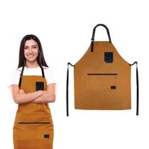 Avental Caramelo Ferrugem Couro Preto Bar Salao Restaurante 10un