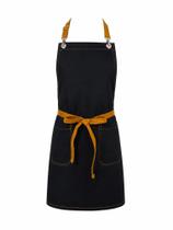Avental Chef Preto Sarja Professional Restaurante Chef Bar Cafeteria 100% Algodão 2 Bolsos Avental Chef Preto Sarja Professional Restaurante Chef Bar Cafeteria 100% Algodão 2 Bolsos